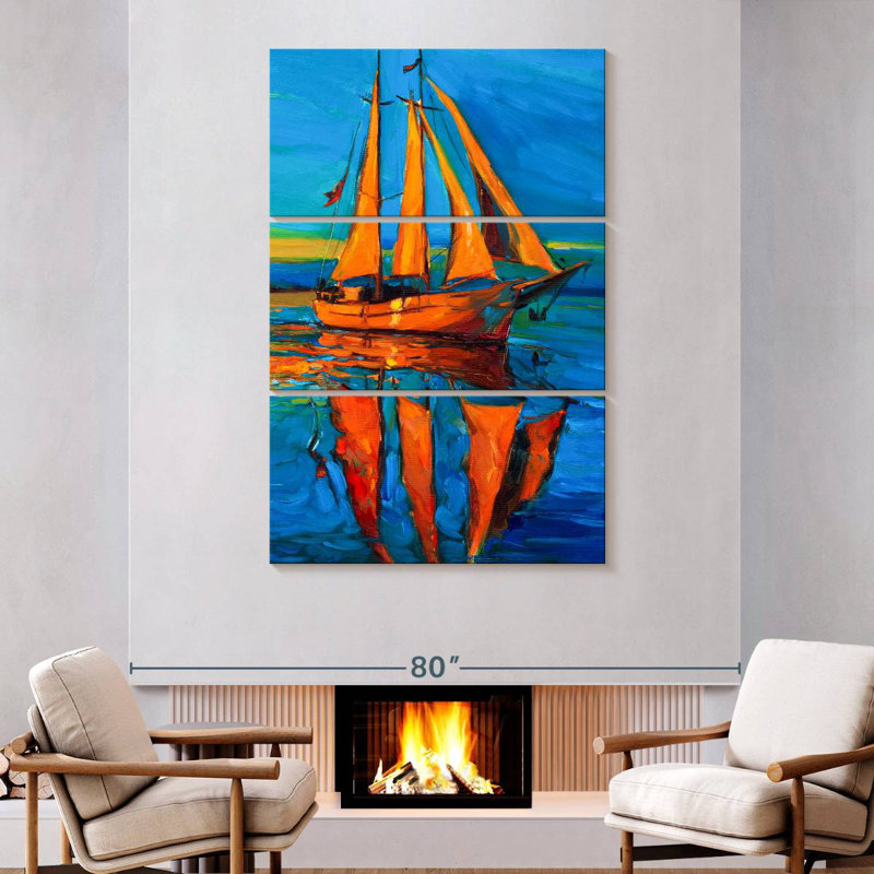Voilier Mehar Sunlit en mer, H 74 po x l 48 po