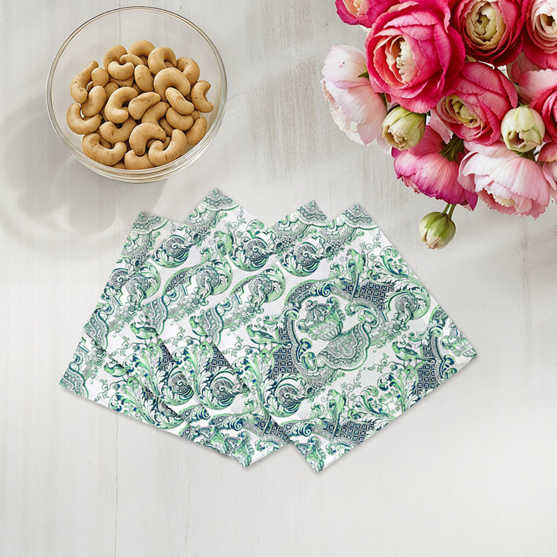 Cotton Blend Square Napkins, Green