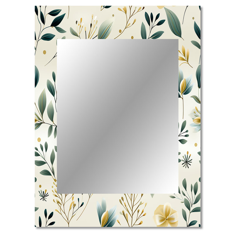Mariam minimaliste botanique - miroir décoratif botanique, miroir mural bohème, impression d'art en métal, 40 po x 30 po