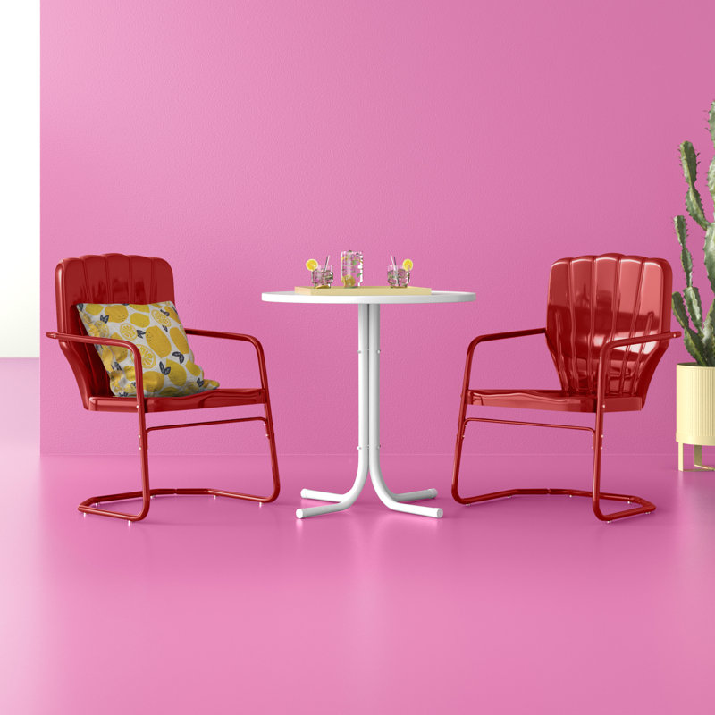 Landyn 2 - Person Patio Dining Set with Round Table, Red