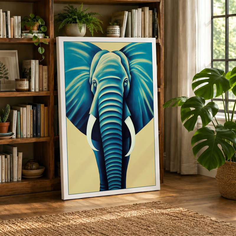 Frontal Elephant Modern - Print, 24x16 - 61.0 x 40.6 cm, Cream Border