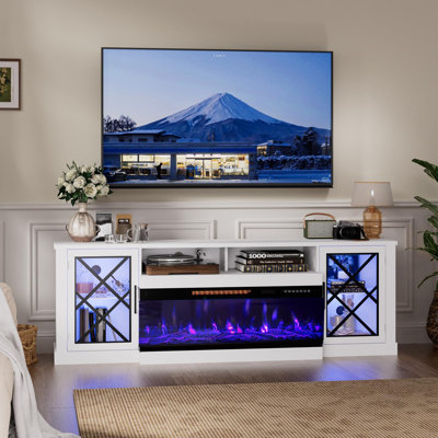 Meuble télé moderne avec foyer électrique inclus