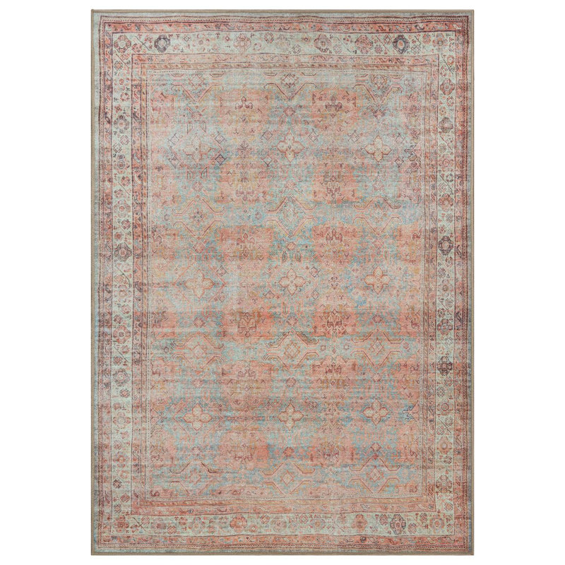 GLN Rugs Traditional Collection - Machine Washable Area Rug, Traditional Washable Rug, Non Slip Washable Rug, Low Pile Chenille Living Room Rug, Bedroom Rug, Kitchen Rug (Multicolor Rug)