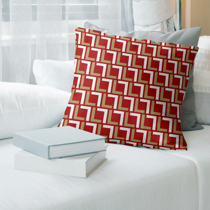 Housse de coussin San Francisco, Brun / Rouge / Blanc, 18" x 18", Simili daim