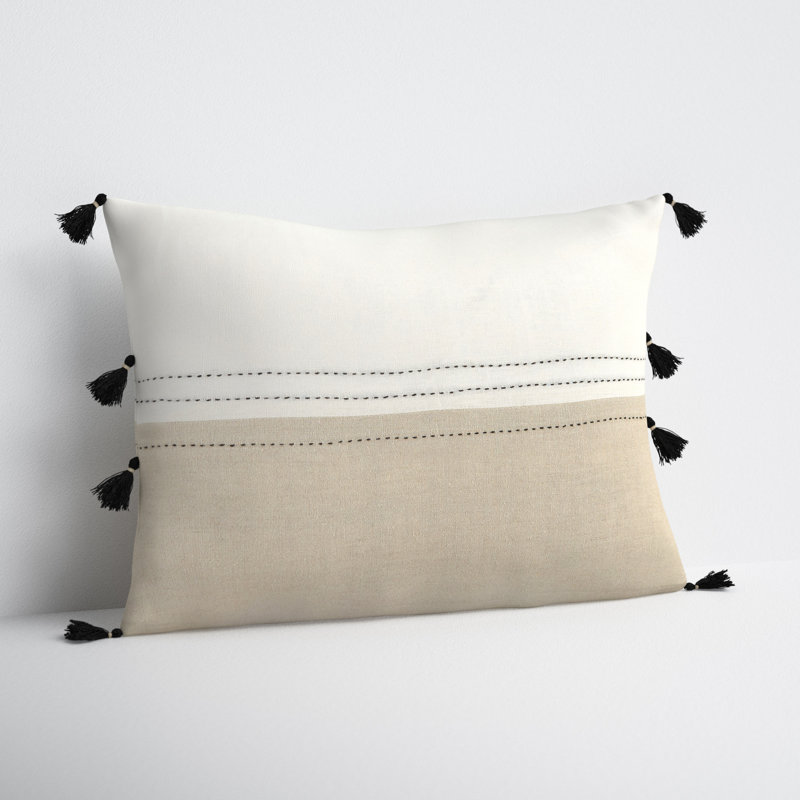 Griffin Striped Linen Reversible Throw Pillow, No Fill