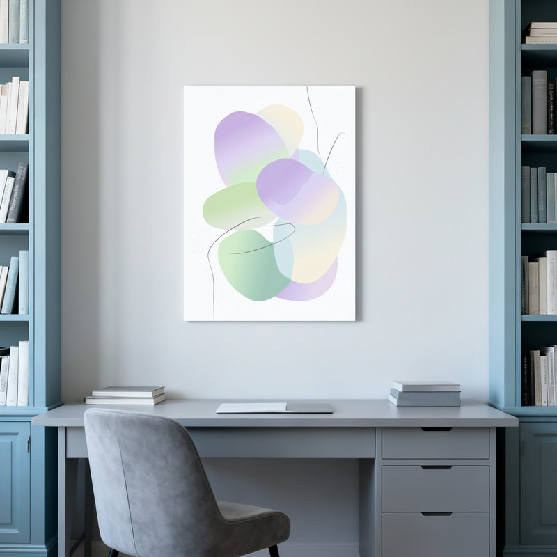 Ensemble de 1 tableau sur toile aux formes pastel abstraites, H 30 po x l 20 po