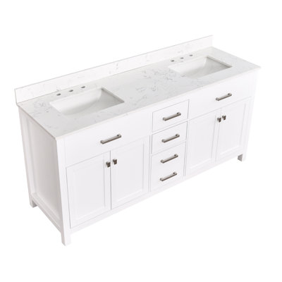 Ignacio 72'' Double Bathroom Vanity With Engineered Stone Top