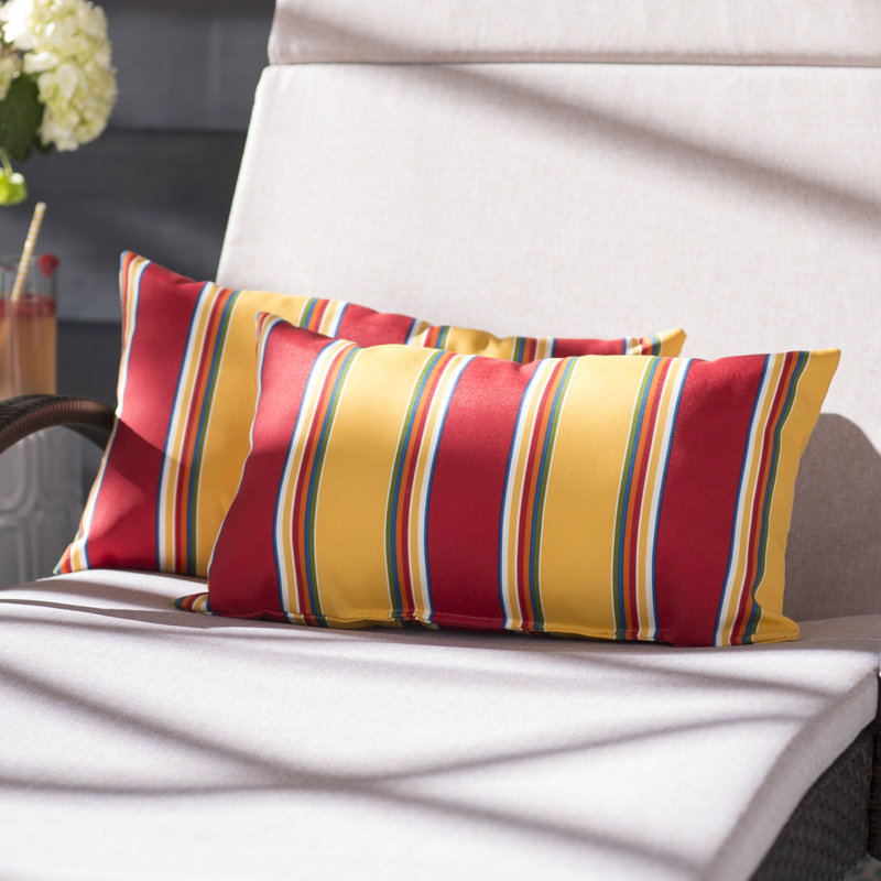 Henrich Indoor/Outdoor Striped Lumbar Pillow, Carnival Stripe