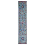 Hand Knotted Wool Area Rug in Blue And Purple