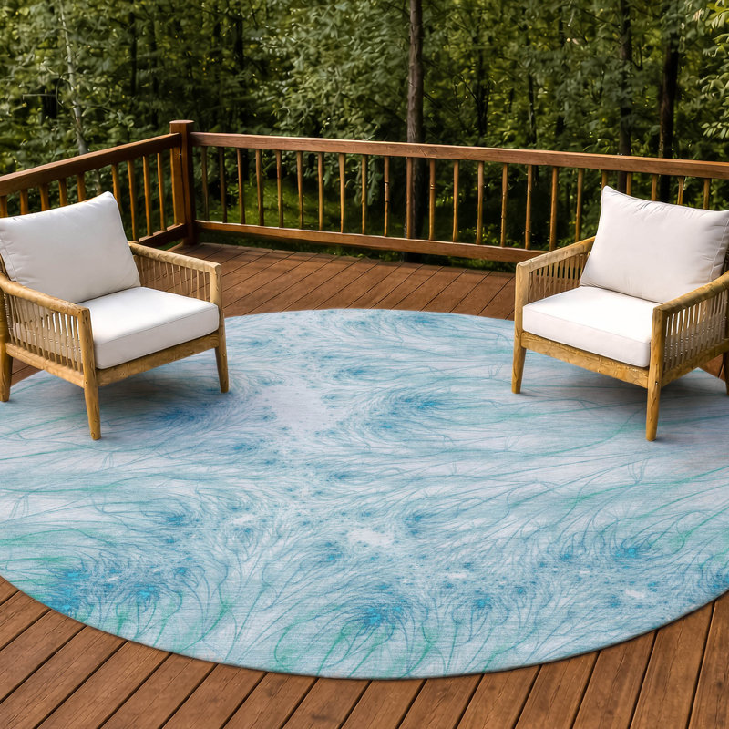 Tapis intérieur / extérieur lavable à la machine Chantille ACN2599, Ciel, Rond 8 pi