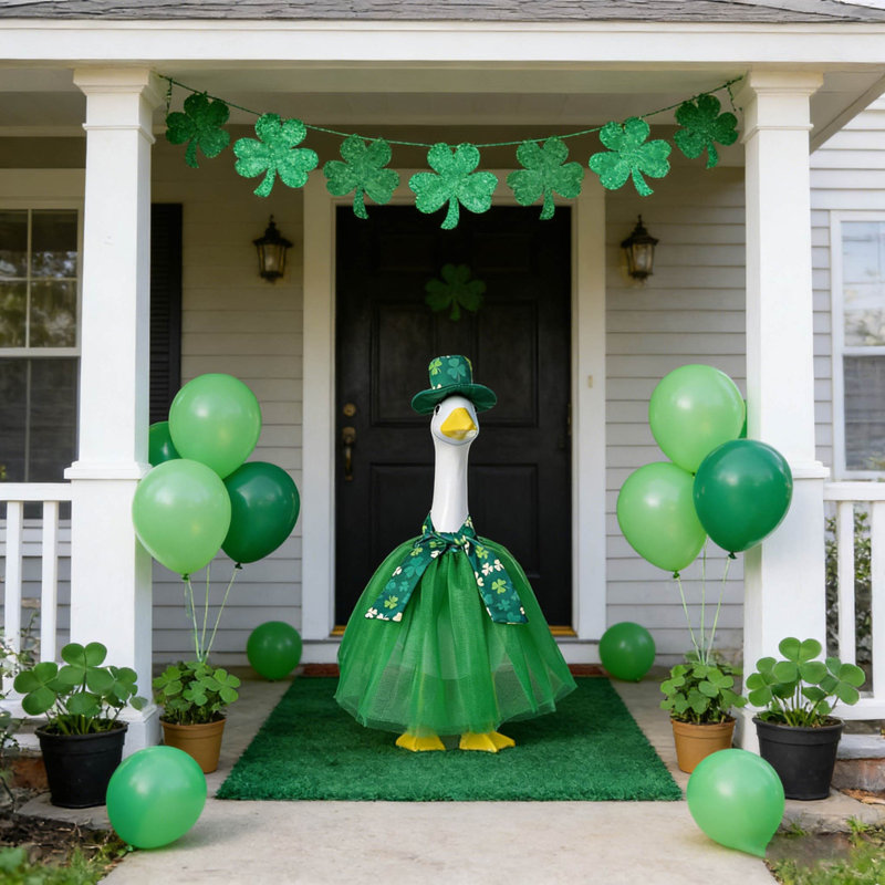 Fête de la Saint-Patrick, trèfle à 4 feuilles, écharpe de tutus et jupe pour les oies de patio, A,B