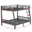 Lit superposé double au-dessus de grand lit en métal noir - stable et sécuritaire avec structure de garde-corps