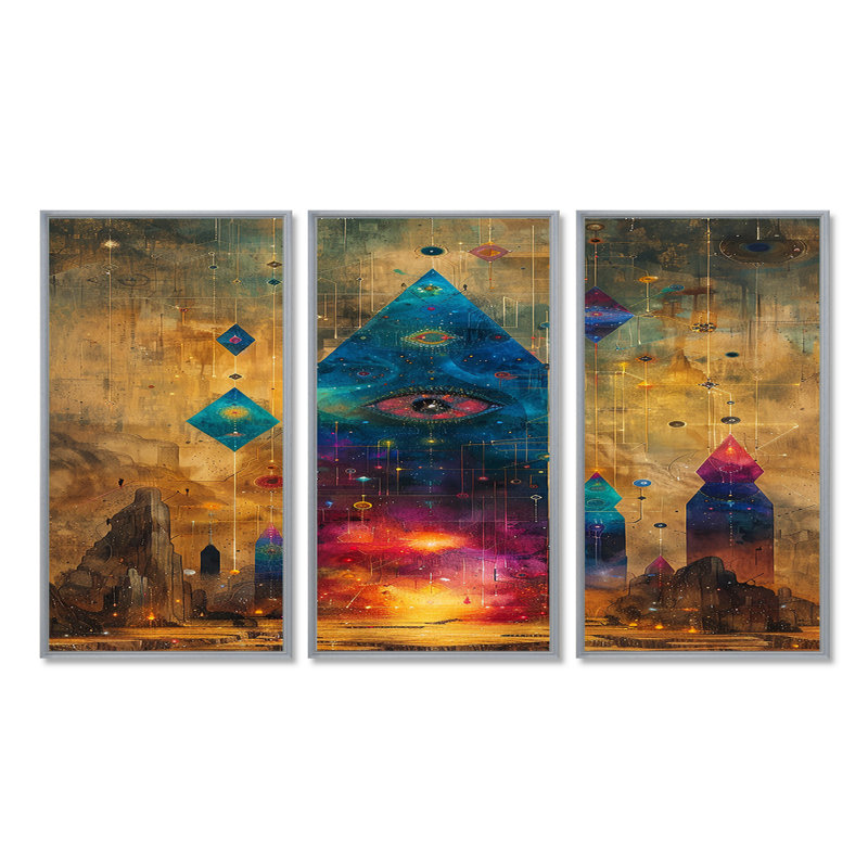 Ensemble de décorations murales Crystal Landscape, H 28 po x l 36 po x P 1 po, Encadrement argenté