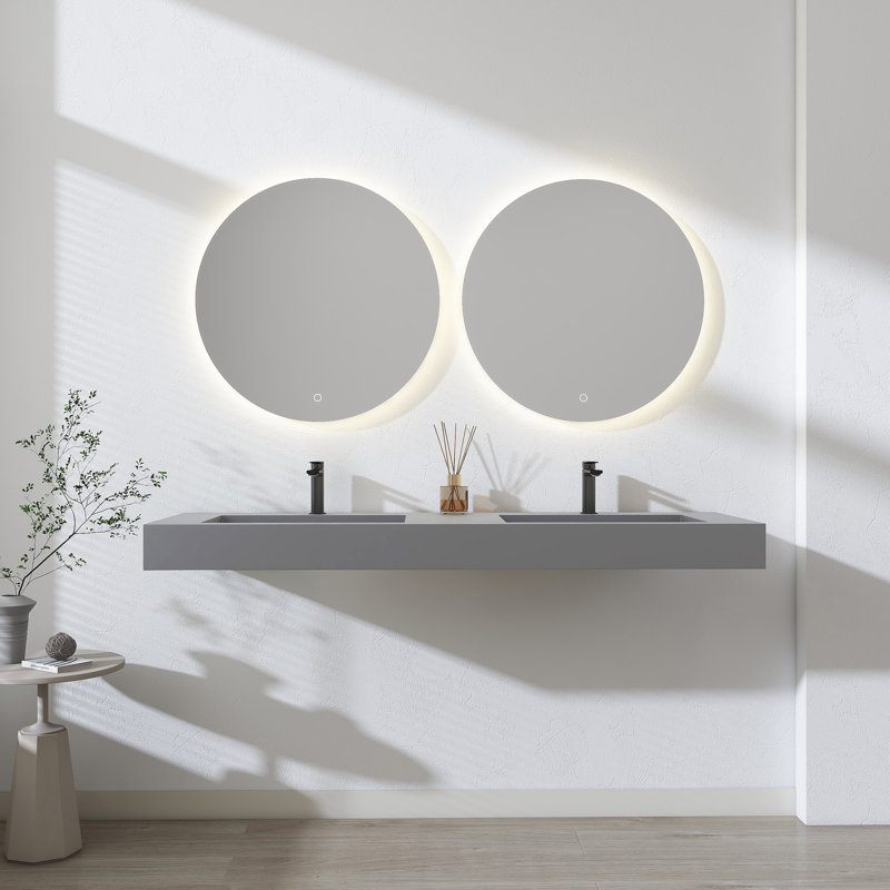 59'' Rectangular Double Solid Surface Bathroom Sink
