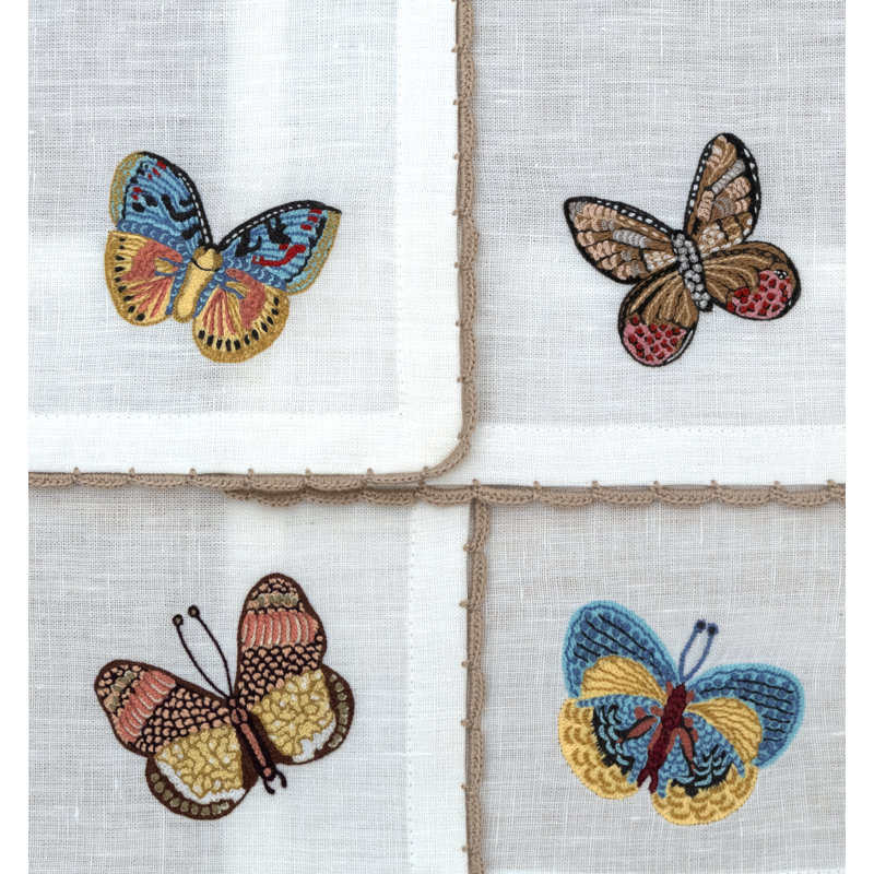 Flutter and Lace Cocktail Napkins 6x6 Inch