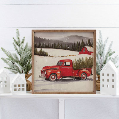 Red Truck With Red Barn