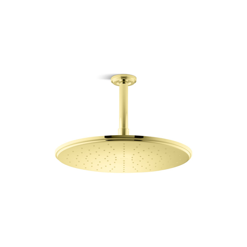 Foundations Air-Induction Small Contemporary Rain Showerhead, Unlacquered Brass, 2.5 GPM
