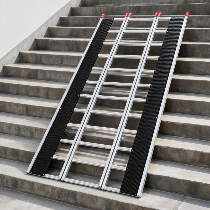 Rampe de chargement pliable en aluminium 85 x 54 po, capacité de 1500 lb pour rampe portative robuste pour VTT et tondeuse à gazon, caoutchouc noir