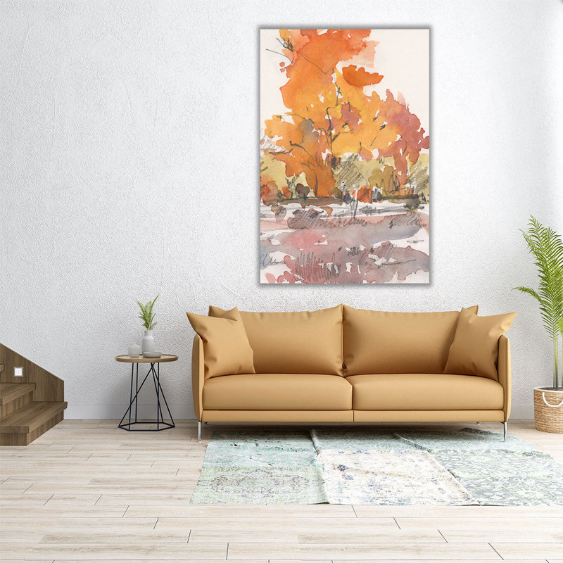 «Watercolor Treeline S Croquis II», reproduction d'art sur toile, H 36 po x l 24 po