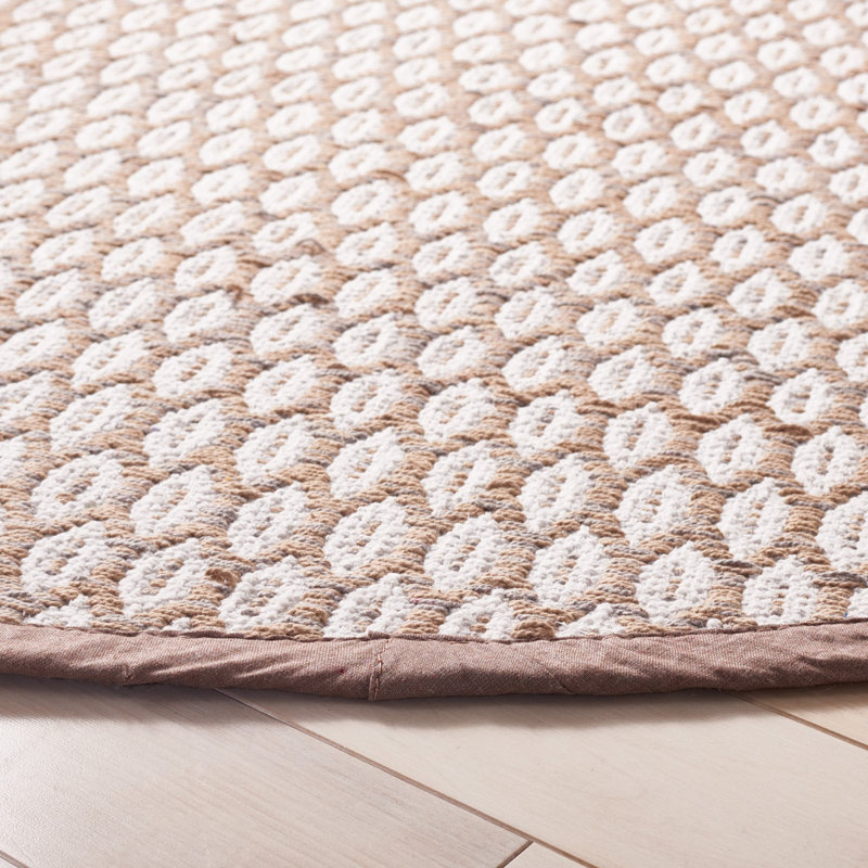 Modena Geometric Handwoven Cotton Area Rug, Rond 6 pi
