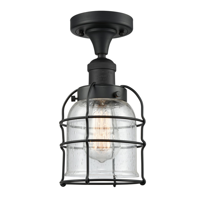 Shaun Glass Semi Flush Mount, LED, Seedy, Matte Black