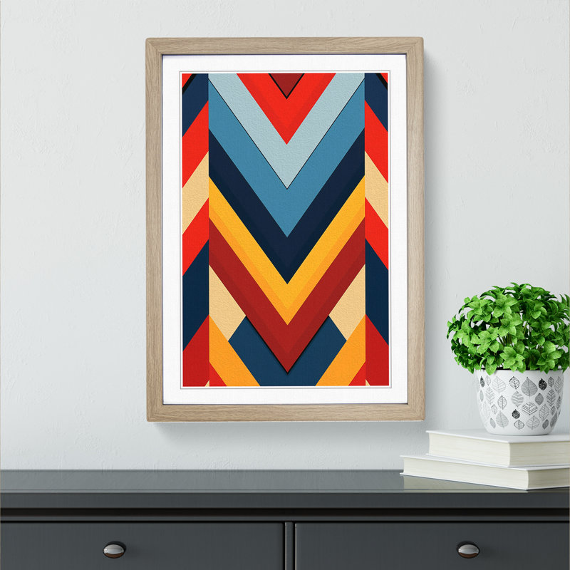 Chevrons Constructivism No.2 - Single Picture Frame Print on Wood, Oak Framed, 64cm H x 46cm W x 2cm D
