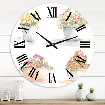 Four Outdoor Flower Pots - Traditional wall clock