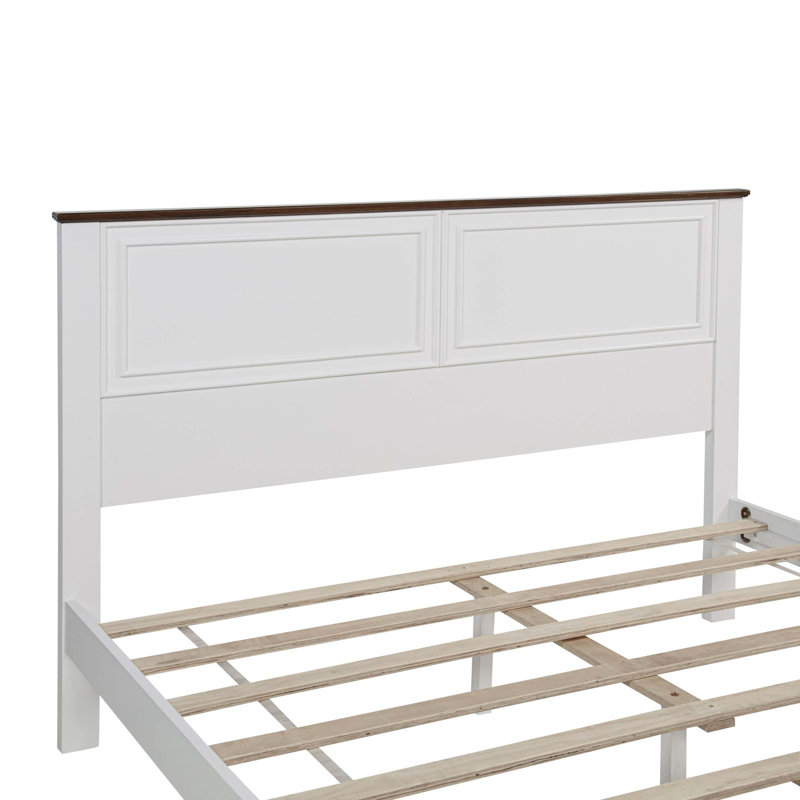 Lit de style campagnard avec banc de rangement et structure en pin, Blanc
