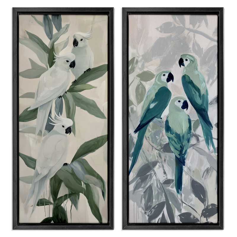 Ensemble de cadres flottants perchés 2 pièces Parrot Trios, design par Amanda Tsoukanelis, H 25 po x l 11 po