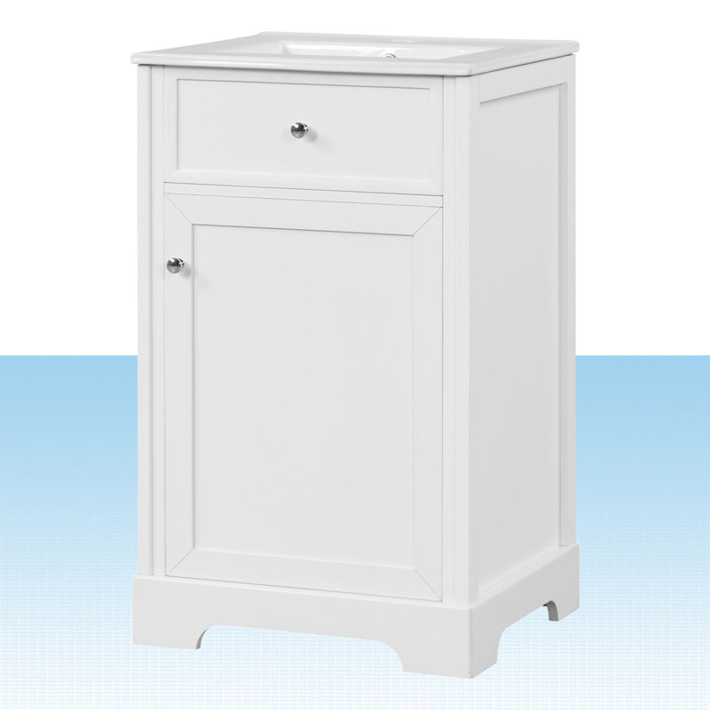 Ensemble de meuble-lavabo simple 20 po avec plateau en céramique Taishima, Blanc