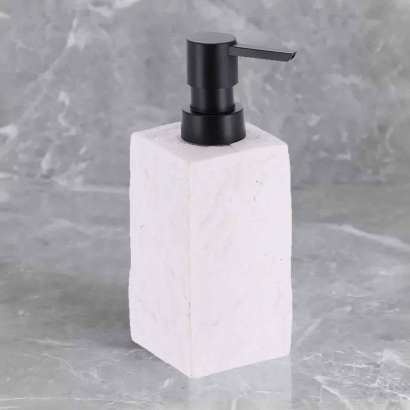 White Stone Effect Resin Hand Soap and Lotion Dispenser