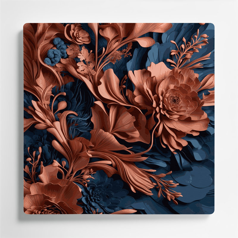 Art abstrait en métal 49 fleurs abstraites, H 16 po x l 16 po