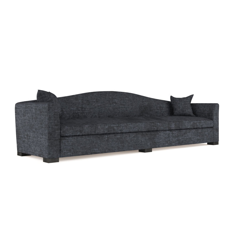 Canapé extra long Horatio Camelback Taper, Velours moelleux huître, H 33 po x l 120 po x P 36 po, Ébène