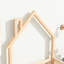 Lit simple au sol avec tête de lit en forme de maison et clôture de garde-corps - Structure en pin-1359313040