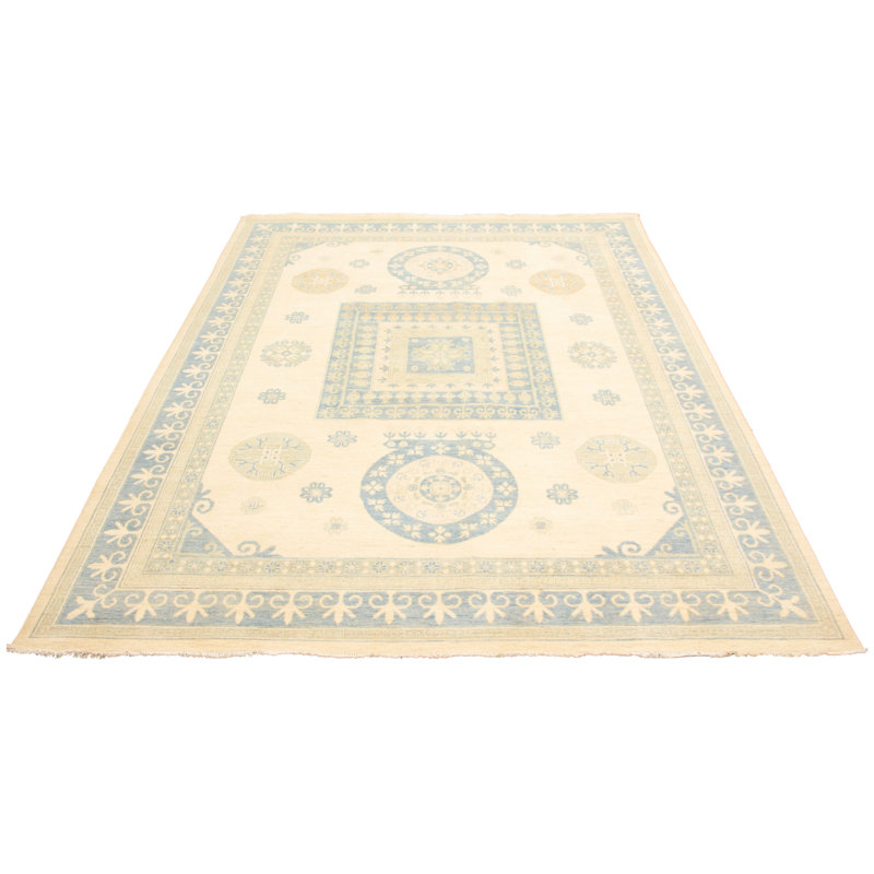 Tapis unique en laine noué à la main de style ivoire 9/3 po x 11 pi 11 po 18/20