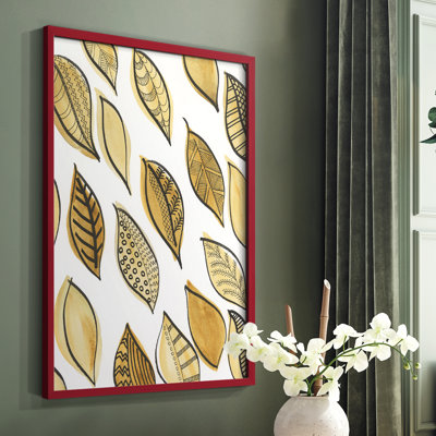 Reproduction encadrée de motifs de feuilles à motif II - bois massif