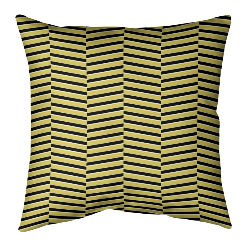 Coussin décoratif d'extérieur à motif géométrique Fractured - moderne, résistant aux rayons UV et aux intempéries, Jaune