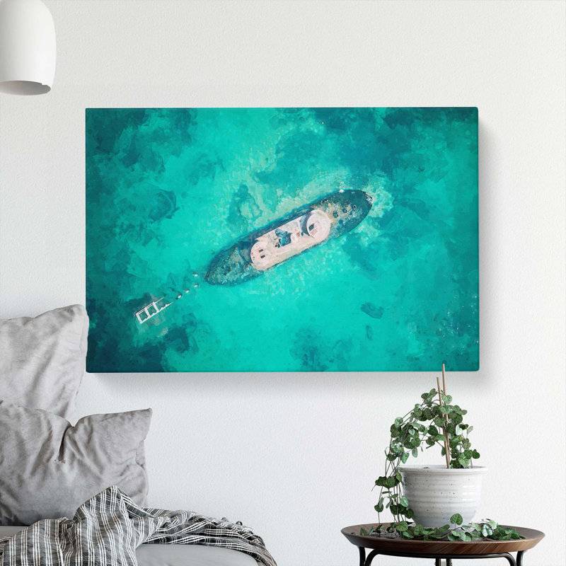 Shipwreck In Black Rock Beach Australia - Wrapped Canvas, 35cm H x 50cm W x 3cm D