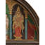 Lord Vishnu assis sur Garuda | Peinture en demi-cercle de Tanjore | Avec cadre en bois de teck rétro