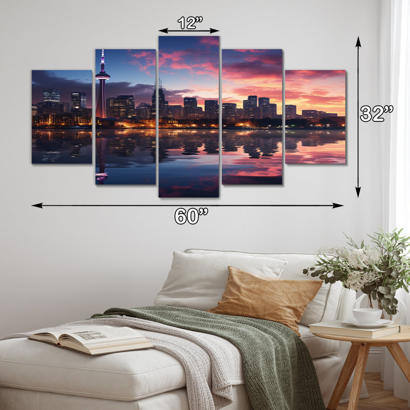 Toronto Canada Cityscape - Nautical & Beach Wall Art Living Room - 5 Panels
