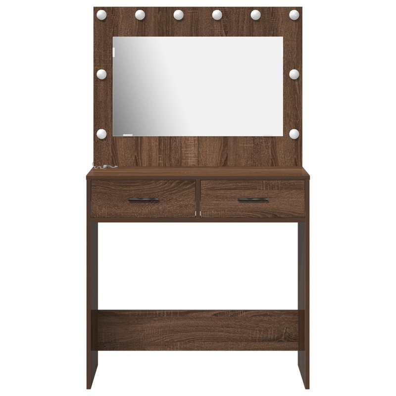 Engineered Wood 78.5 X 41 X 135 Cm Mirror, Brown Oak