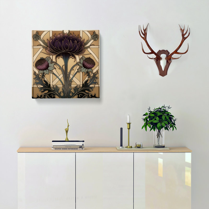 Thistle Art Deco - Wrapped Canvas, 50cm H x 50cm W x 3cm D