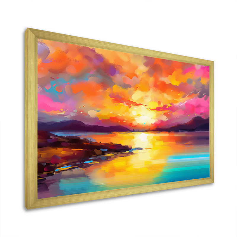Coucher de soleil avec des reflets colorés II - Coastal Sunset, reproduction sur toile, H 30 po x l 40 po, Doré