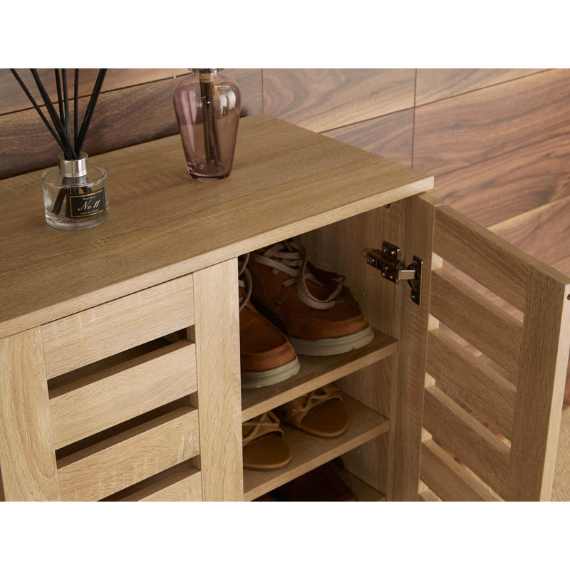 Oslo 10 Pair Shoe Storage Cabinet, Oak