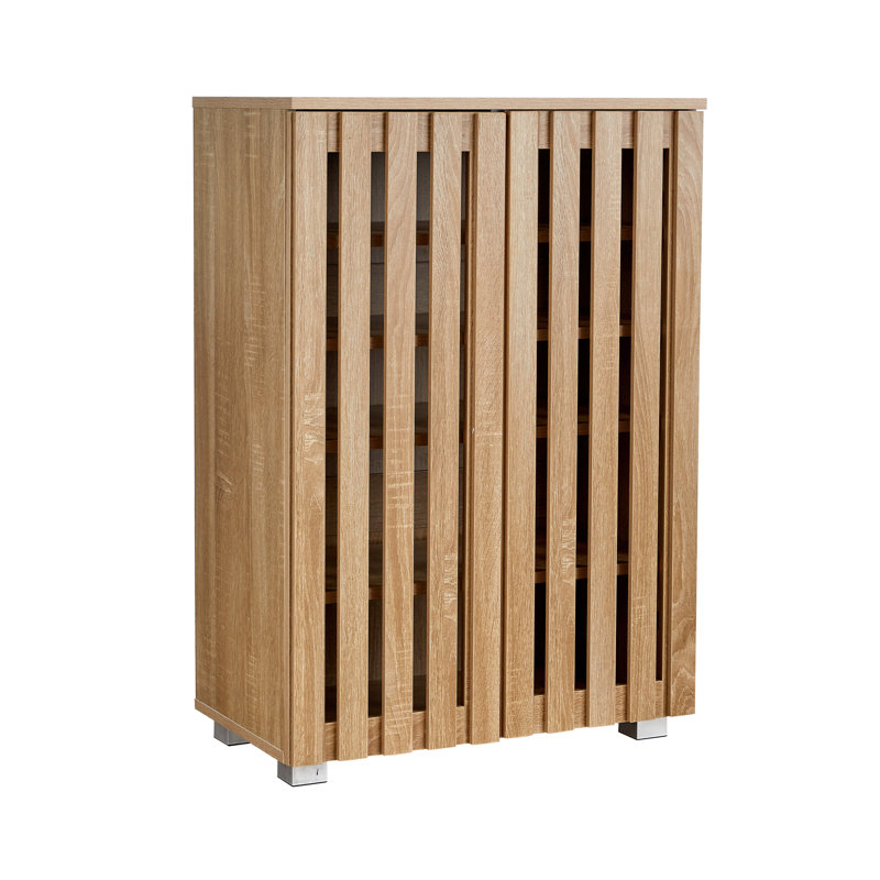 Boehike 15 Pair Shoe Storage Cabinet, Medium Wood