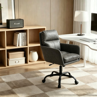 Task Chair Height Adjustable Leather Office Chair