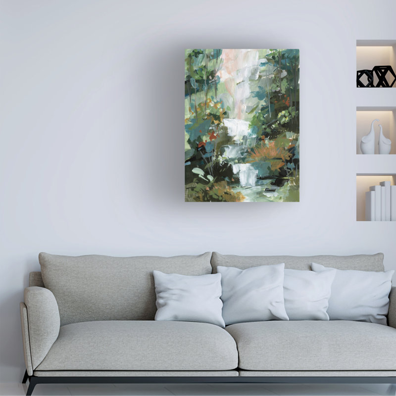 Art mural sur toile tendue - "Verdant Profondeurs I" de Melissa Wang, décoration murale pour le salon, la chambre à coucher ou le bureau - 14 x 19
