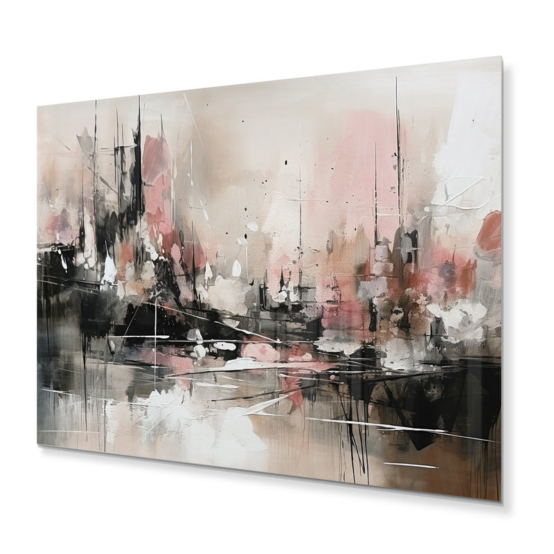 Décoration murale rose en métal Minimalims Fludity I - Minimalisme, H 12 po x l 20 po x P 1 po