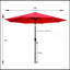 Parasol de patio extérieur 10 pi (3 m) sans rabat, 8 pièces, avec inclinaison, avec manivelle, sans base, rouge, taille de poteau 38 mm (1,49 pouce)