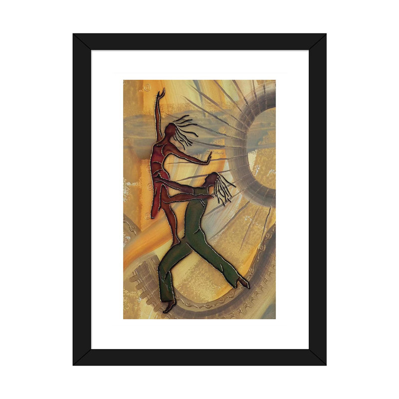 Danseurs par Fred Odle-impression, Blanc, H 24 po x l 16 po x P 1 po, Papier encadré noir